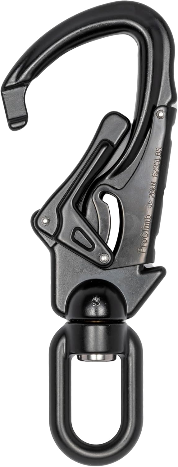 Forged Aluminum Carabiner Snaphook | Perfect for Rock Climbing, Arborists, Fire Fighters, Rescue Ops