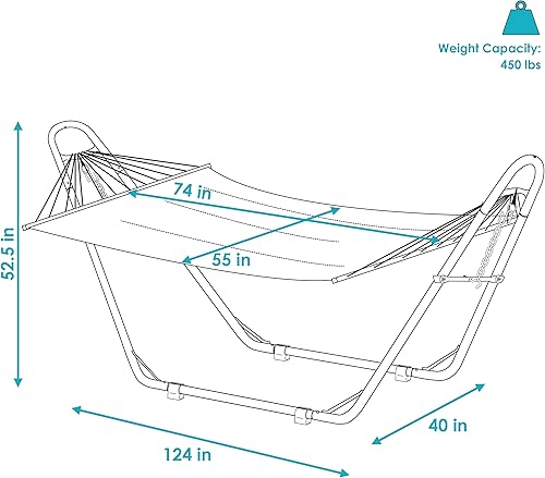 Vista 6 de Sunnydaze - Hamaca acolchada para 2 personas con soporte universal multiusos Playa Catalina