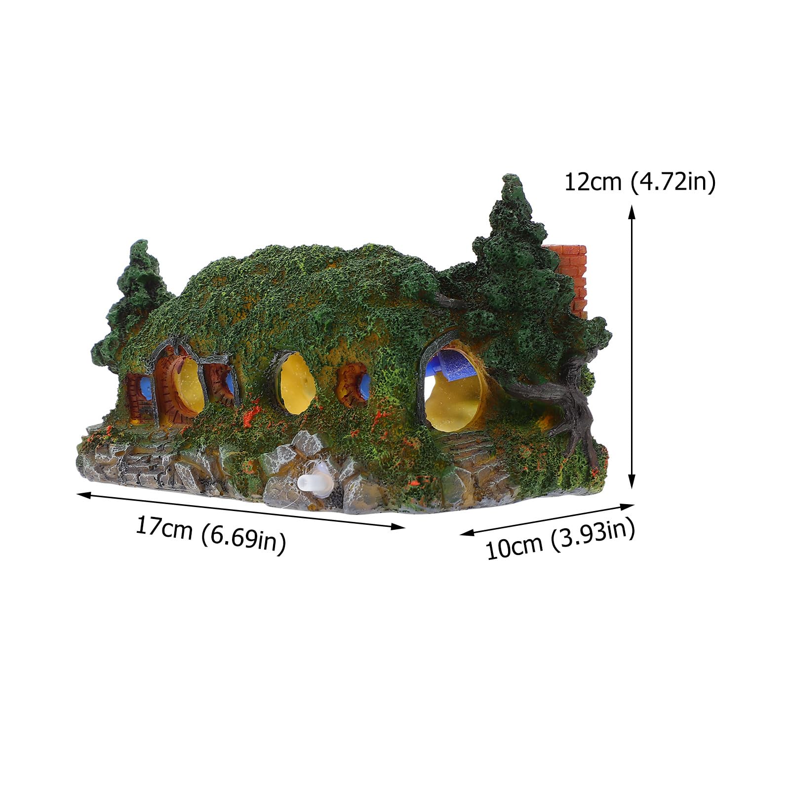 Abaodam Ornamento in Resina per Acquario Hobbit Grotta del Castello, Decorazione Paesaggistica Mini per Serbatoio d'Acqua Effetto Bolle, Adatto ad Ambienti Marini e d'Acqua