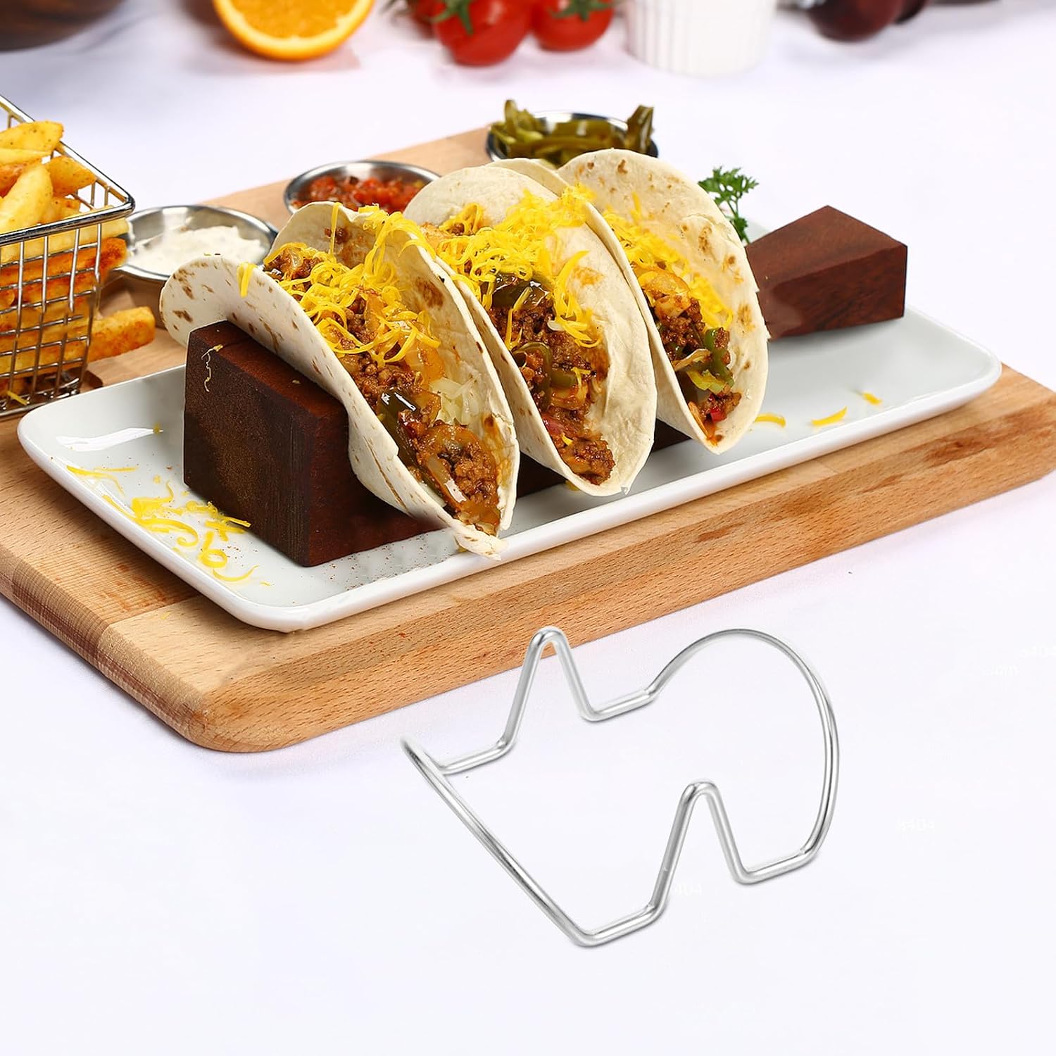 Stainless Steel Taco Shell Rack Holder with U Shaped Design for Even Heat Distribution and Time Saving, for Tortillas and Pancakes in Commercial Kitchens and Home Use