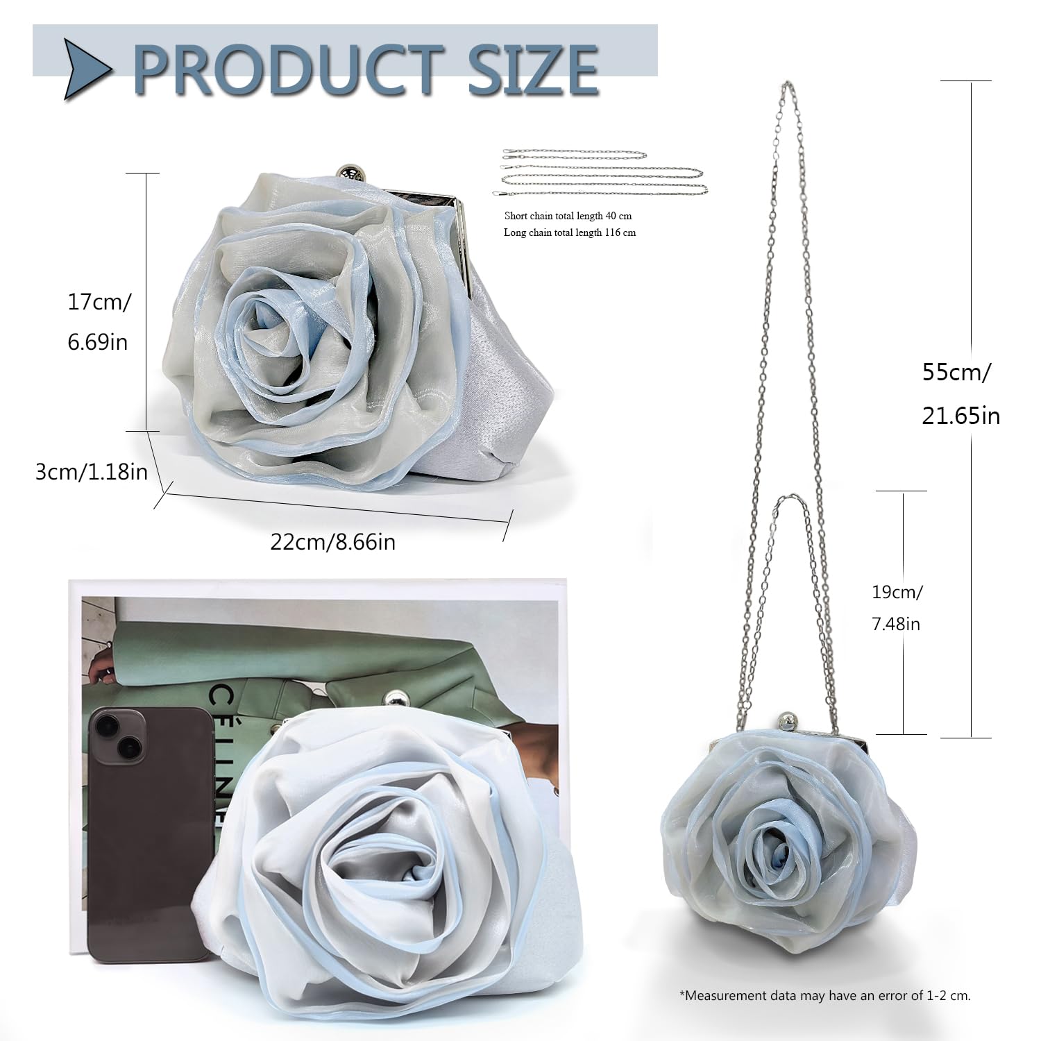 Pahajim Bolso Fiesta Mujer Bolso Boda de Flores Clutch Bag Saten Cartera de Mano Pequeño Bolsos de Noche para Invitada Novia Ceremonia Banquete