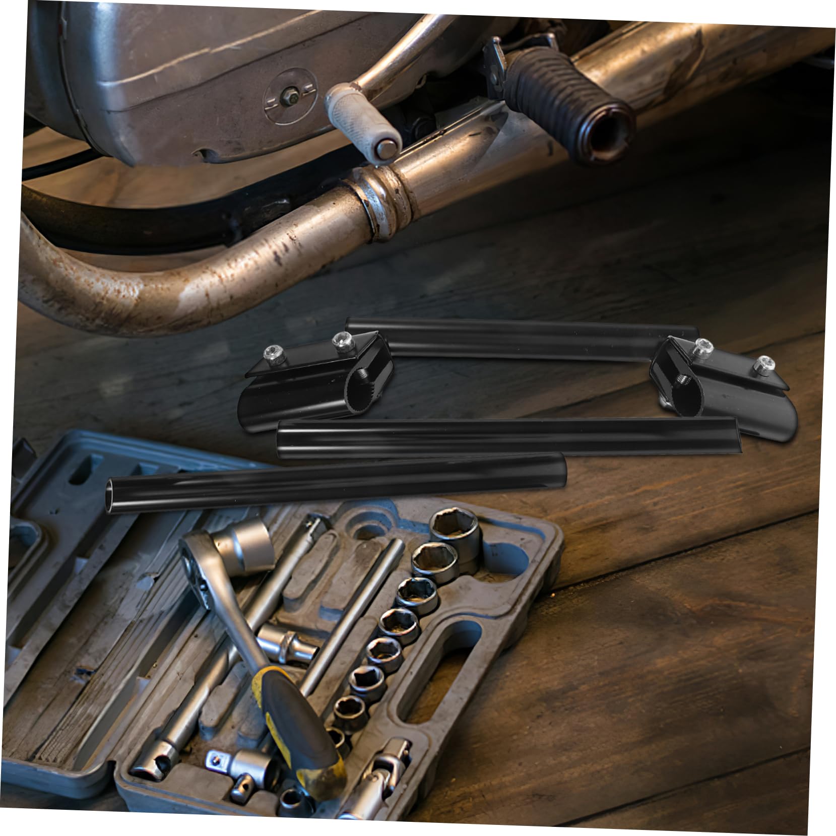 Amosfun Guidon de Style Drag Bar pour Moto Guidon et Barre Transversale Équilibre Noir