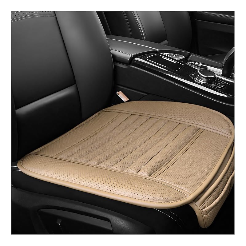 Capa para Banco Dianteiro de Carro em Couro Sintético Bege Sun Walker com Bolsos e Base Antiderrapante