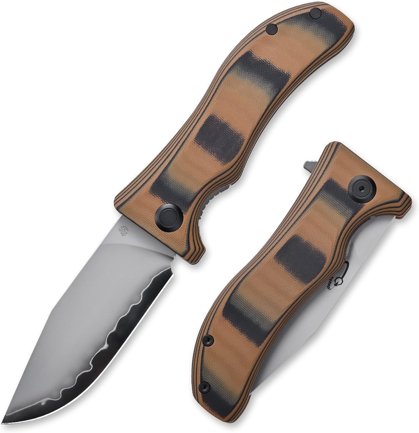 Lucky Dog Foldable Knife 4" SLD-Magic Blade, G10 Handle with Flipper Opener, Camping & Hiking Folding Knife (2524-TAN)