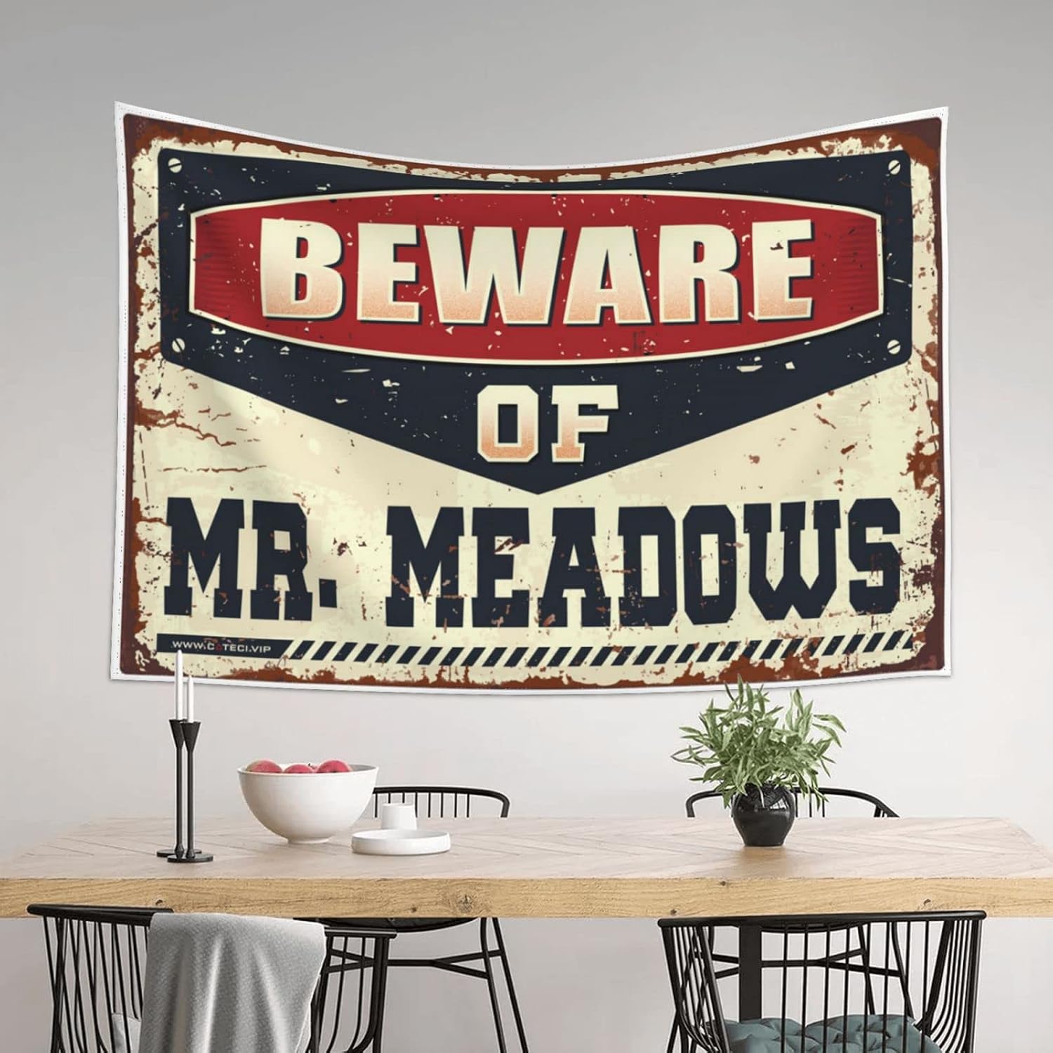 MUXISTRO Man Cave Rules Beware Of Mr. Meadows Tapestry Wall Decor Dorm Tapestry Funny(75X100CM) image 3