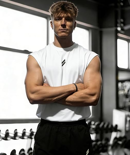 Camicie da allenamento senza maniche ad asciugatura rapida da uomo traspiranti canotte atletiche per palestra allenamento corsa - 2