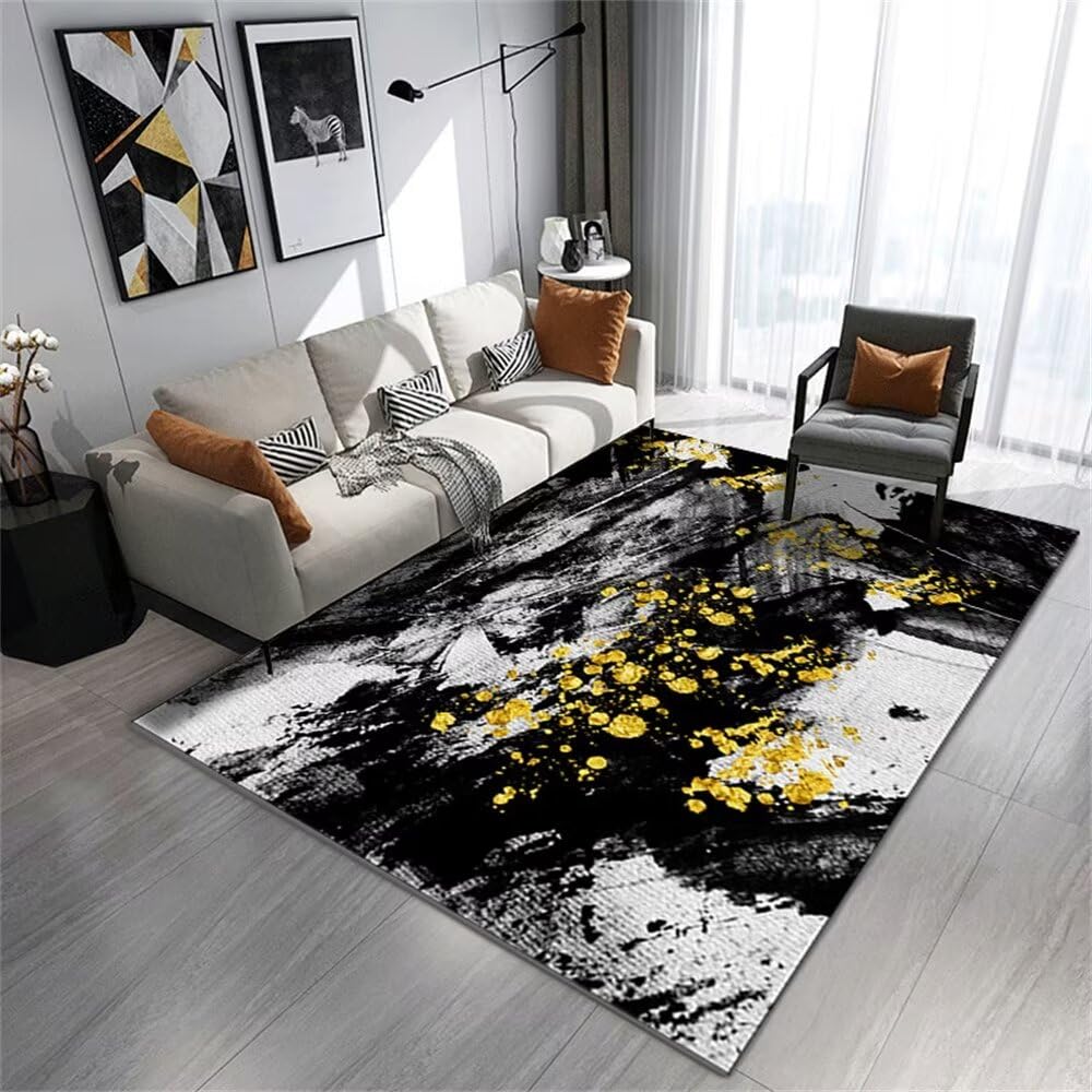 Tapis de couloir long noir à motif damier abstrait antidérapant pour chambre XXL 60x120cm