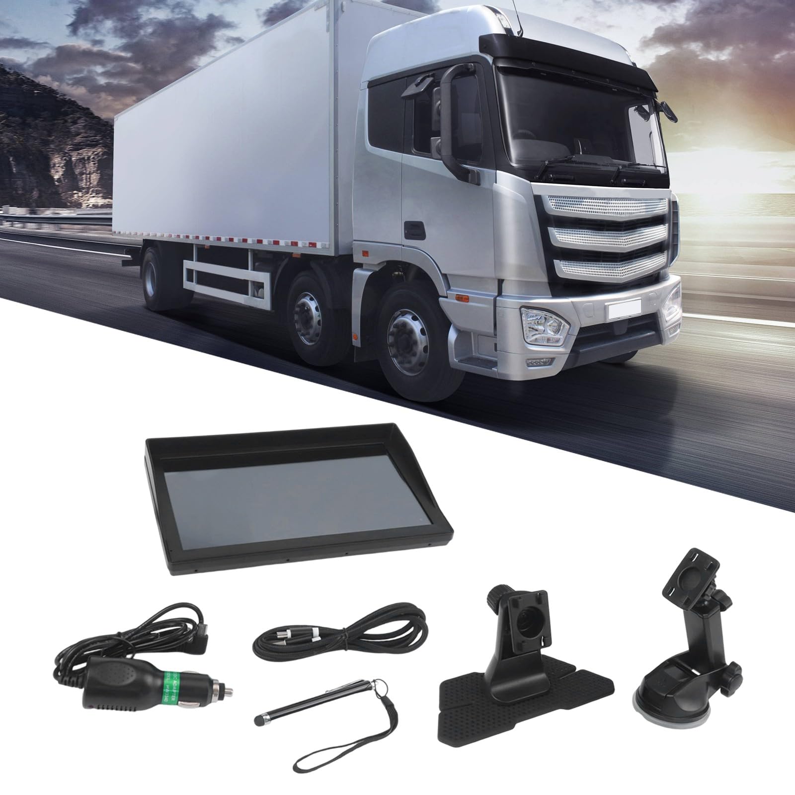Navegador GPS de camión de 9 pulgadas para mapas de Europa, Reino Unido, Francia 2024, conductores comerciales para caravana semi RV, anuncios de voz FM, 8 GB + 256 MB