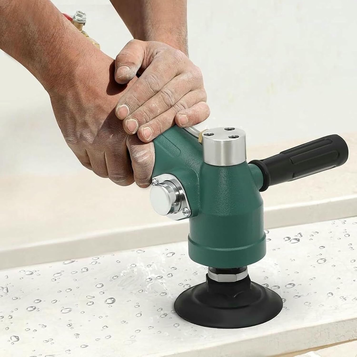 Air Grinder, 4 Inch 700W Pneumatic Air Wet Stone Polisher, 10000 RPM Water Wet Air Sander, Concrete Polishing Air-Powered Stone Polisher (Green)-