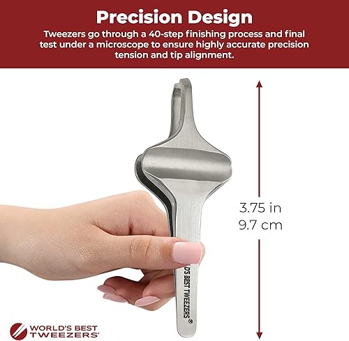 Miniatura 4 de World's Best Tweezers - Pinzas de mariposa de diamante, pinzas de precisión de punta inclinada de agarre ancho para depilación de cejas, facial y