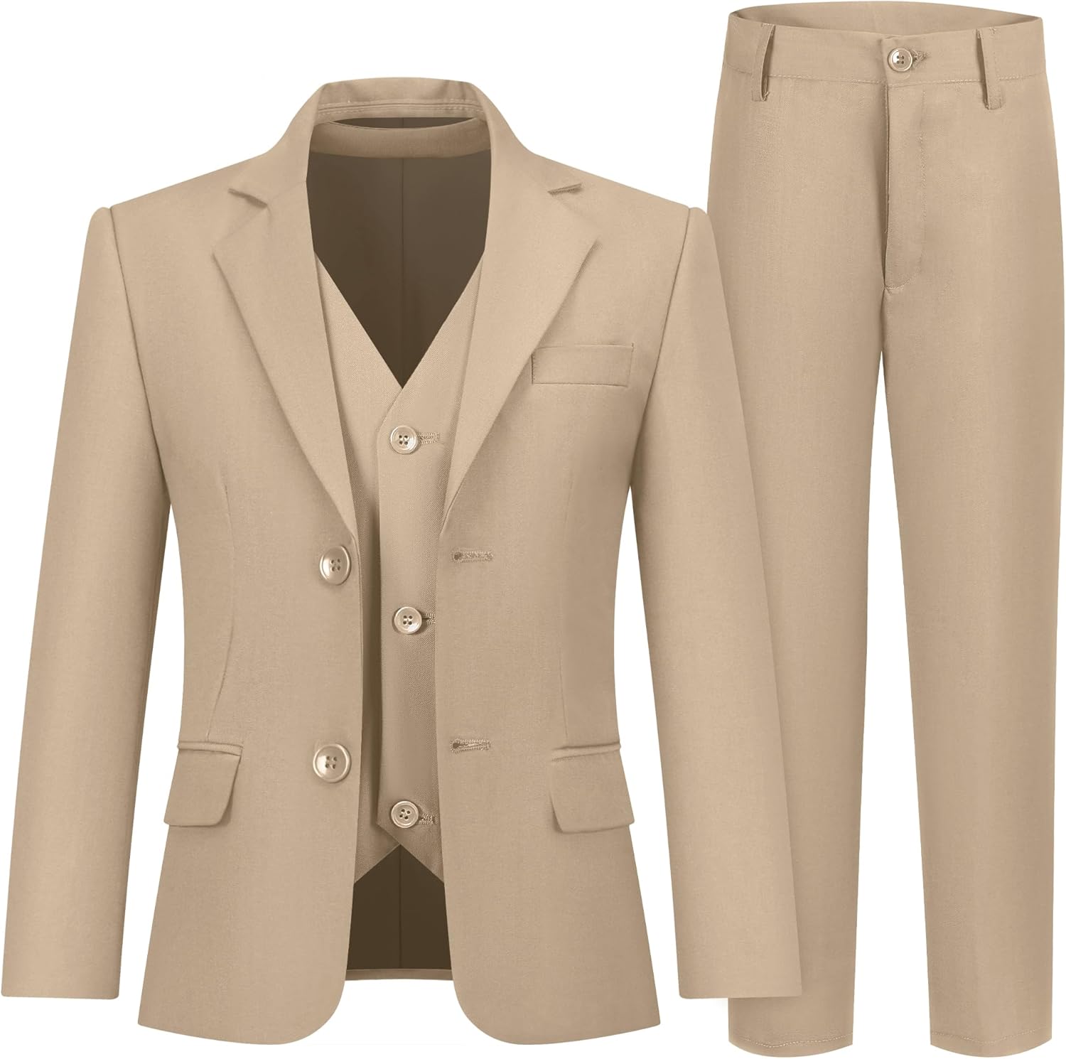 Boys' 3 Piece Suit Set with Suit Jacket, Vest, Pants, Formal Tuxedos Slim Fit Ring Bearer Outfit Size 2-20