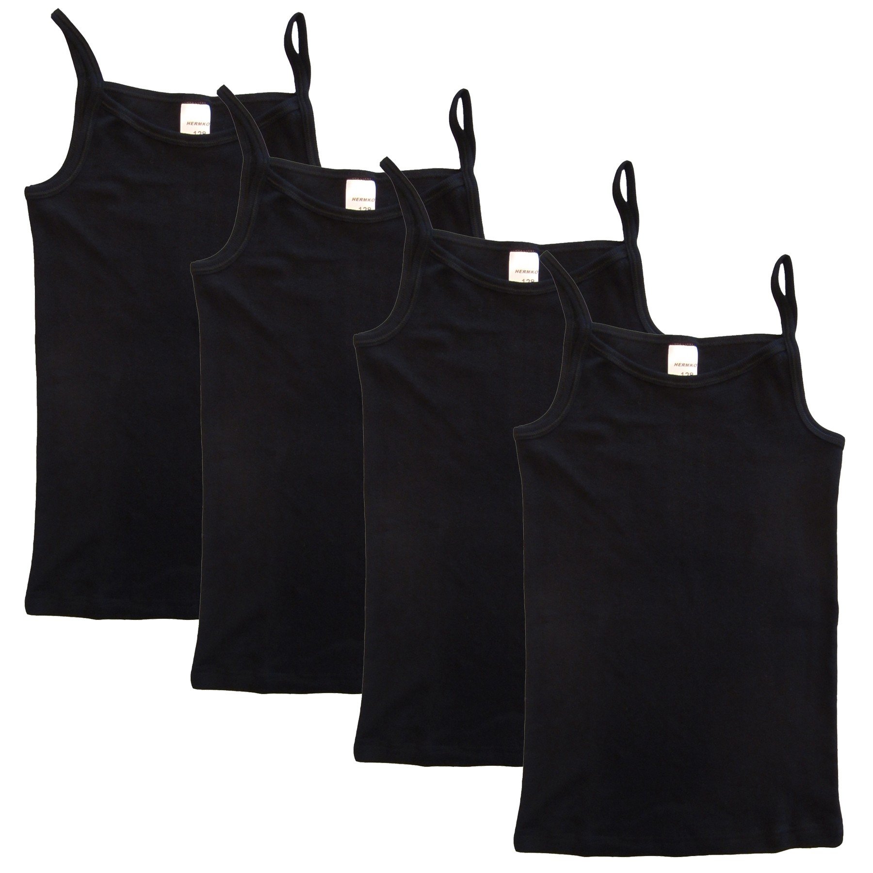 HERMKO 2460 Lot de 4 Caraco Fille en 100% Coton Biologique Débardeur de Production européenne