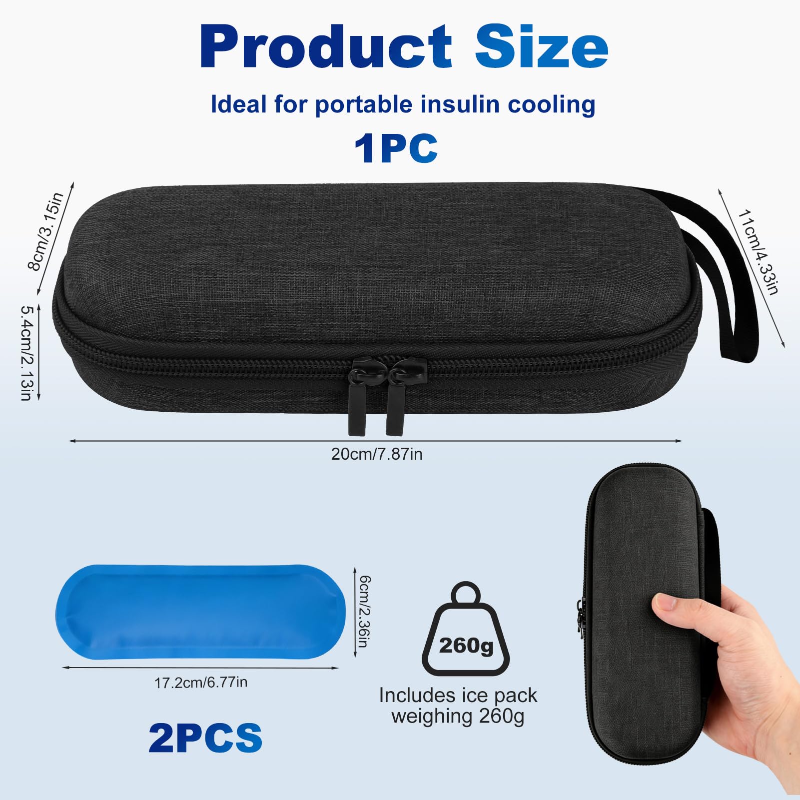 Estuche Insulina Nevera Insulina Frio Bolsa Medicamentos 2 Bolsas Hielo Portátil Estuche Enfriadora Medicamientos Térmica Pequeña Térmico Diabetes Bolsa Viajera Diabéticos Refrigerante Viajes Largos — view 6