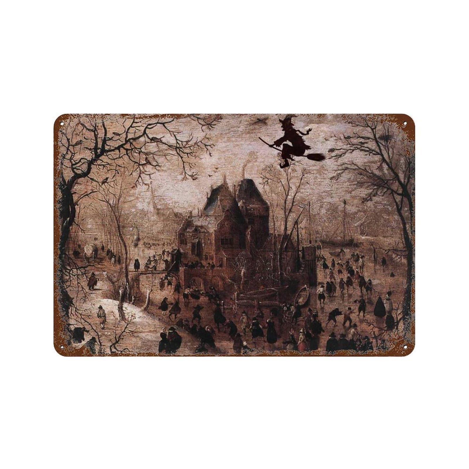 xiaoxiaoshen Retro Witch Halloween Country Style, Dark Gothic Painting Wall Decor Art Metal Tin Poster Modern Home Decor Art Home Bar Shop Decorations Vintage Sign 20x30cm