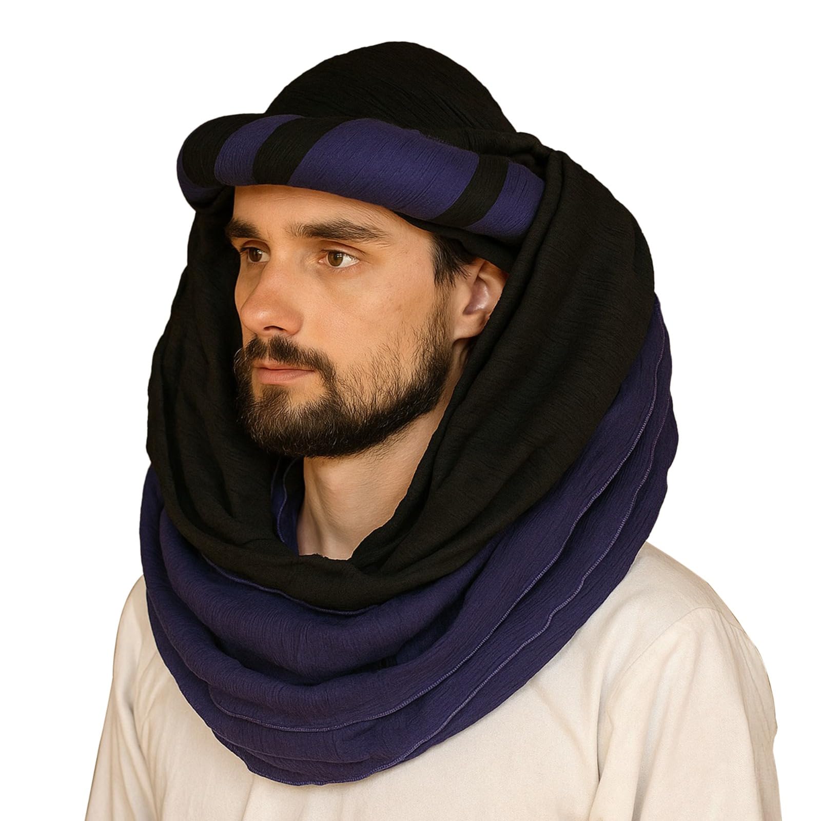 Lord Of Battles Unisex Black & Purple Medieval Chaperon Hood – 15Th Century European Headwear In – Perfect For Renaissance, Larp, And Historical Reenactments