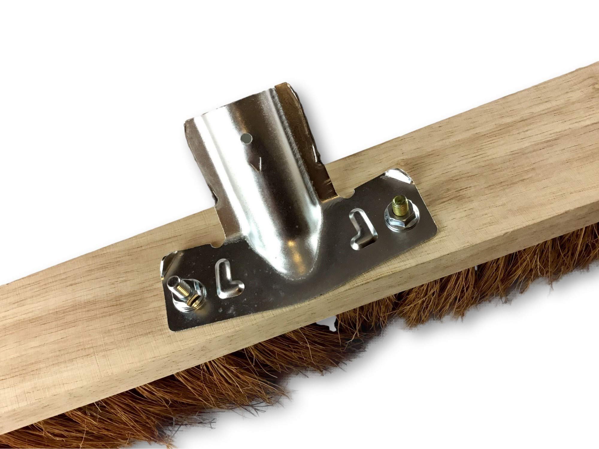 Miotła warsztatowa typu kantonier | Track Outdoor | Długość 100 cm | Wypełnienie naturalnej szczotki z włókna kokosowego | Podeszwa drewniana | Metalowe gniazdo Ø 28 mm | Bez rękawa | Kibros 2090