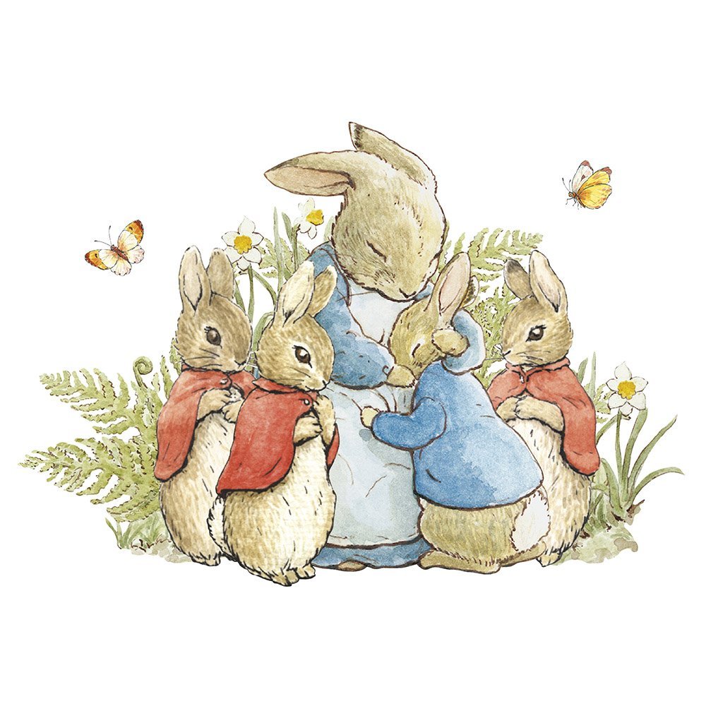 Animal Print Beatrix Potter Bunnies Square Greeting Card