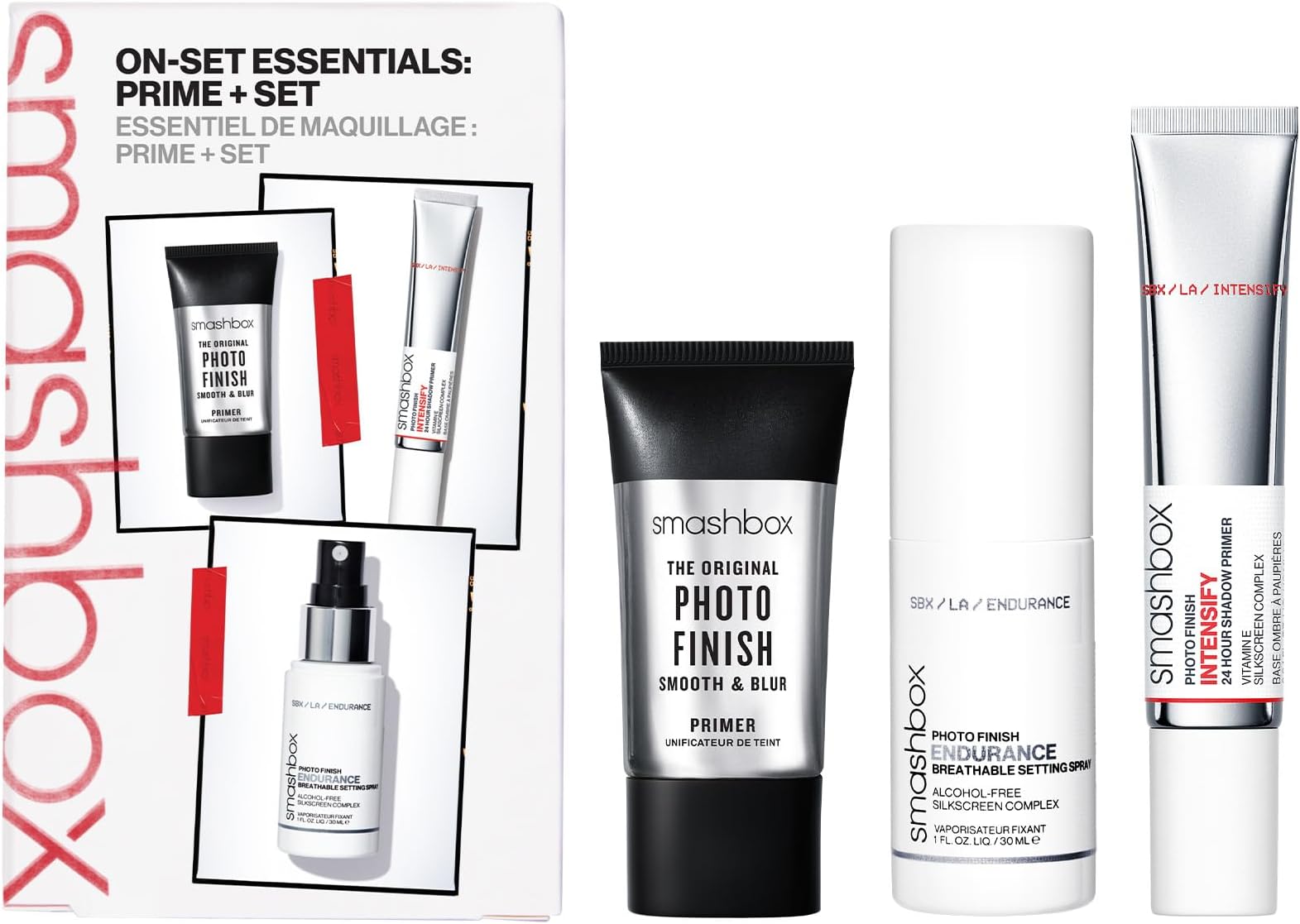 On-Set Essentials: Prime + Set Makeup | Trio of Essentials Gift Set Including Primers + Setting Spray for On The Go