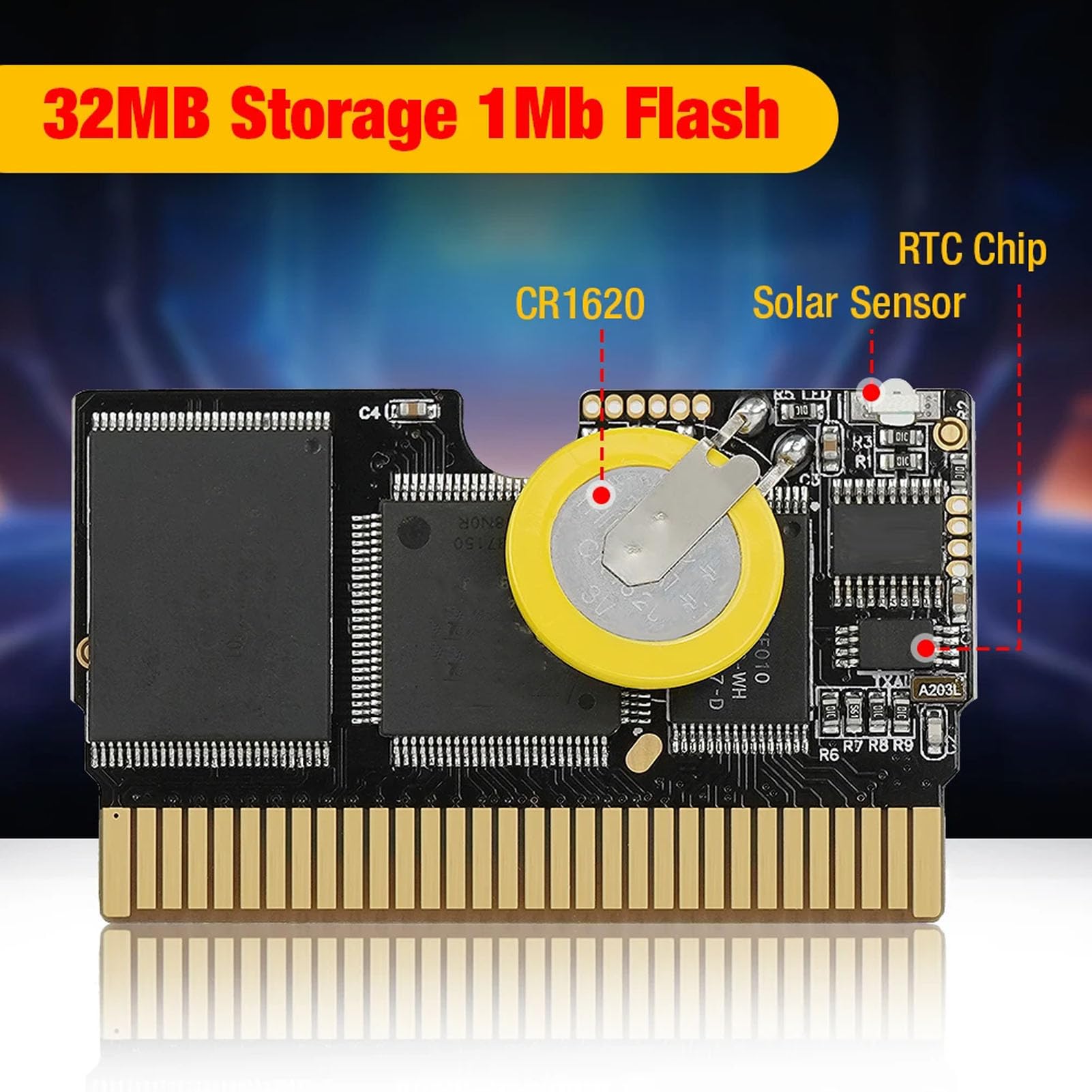 Zopsc Cartouche de flash pour console de jeu GBA, 32 Mo de stockage, 1 Mo de RAM statique, réinscriptible RTC Solar GBA, support de cartouche de jeu