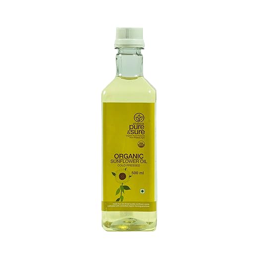 Pure & Sure Organic Sunflower Oil | Sunflower Oil for Cooking | High in Antioxidants, Delicious & Healthy Sunflower Cooking Oil (500 ml)