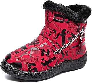 CELANDA Girls,Shoes,Boots CELANDA Kids Printing Winter Snow Boots Boys Girls Warm Comfy Faux Fur Lined Ankle Boots Child Cold Weather Waterproof Non-Slip Cotton Shoe