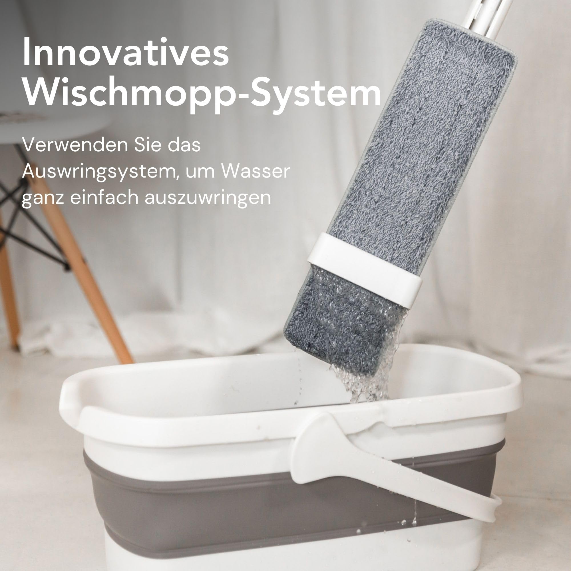 4-in-1 Wischmopp Set mit Eimer, Sprühfunktion, und Auswringfunktion - Mop Set, Bodenwischer