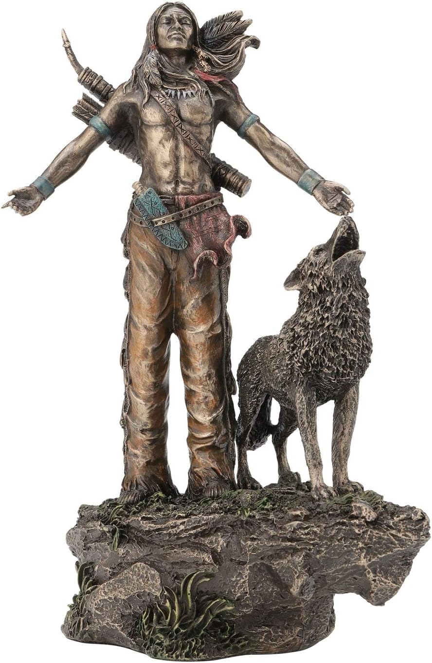 JFSM INC. Native American Warrior Praying Statue Sculpture Figurine