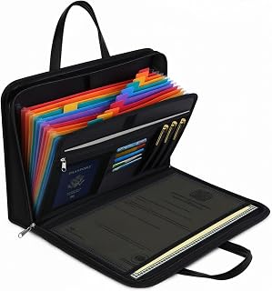 Fireproof Document Box with Handle (14.7" x 10.4") - 13-Pocket Expanding Accordion File Folder, Water Resistant Important Paper Organizer for Estate Planning, Wills (Not a Ring Binder)