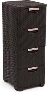 CURVER 209906 Storage Drawer Tower Wicker-Look Polypropylene 4 x 14 L cm