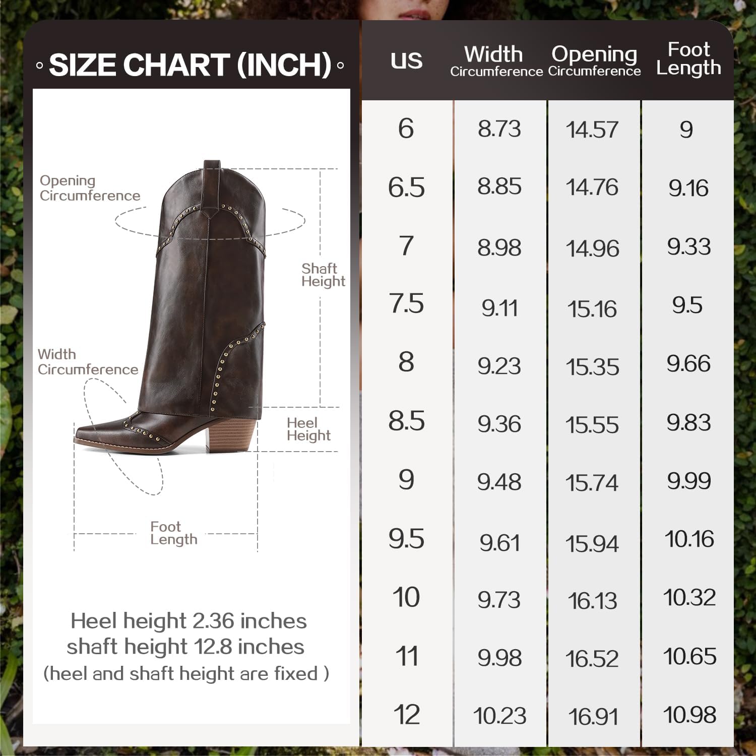 Women Shark Boots Fold Over Mid Calf Chunky Heel Snip Toe Cowboy Cowgirl Pull On Studded Boots for Women - Image 5