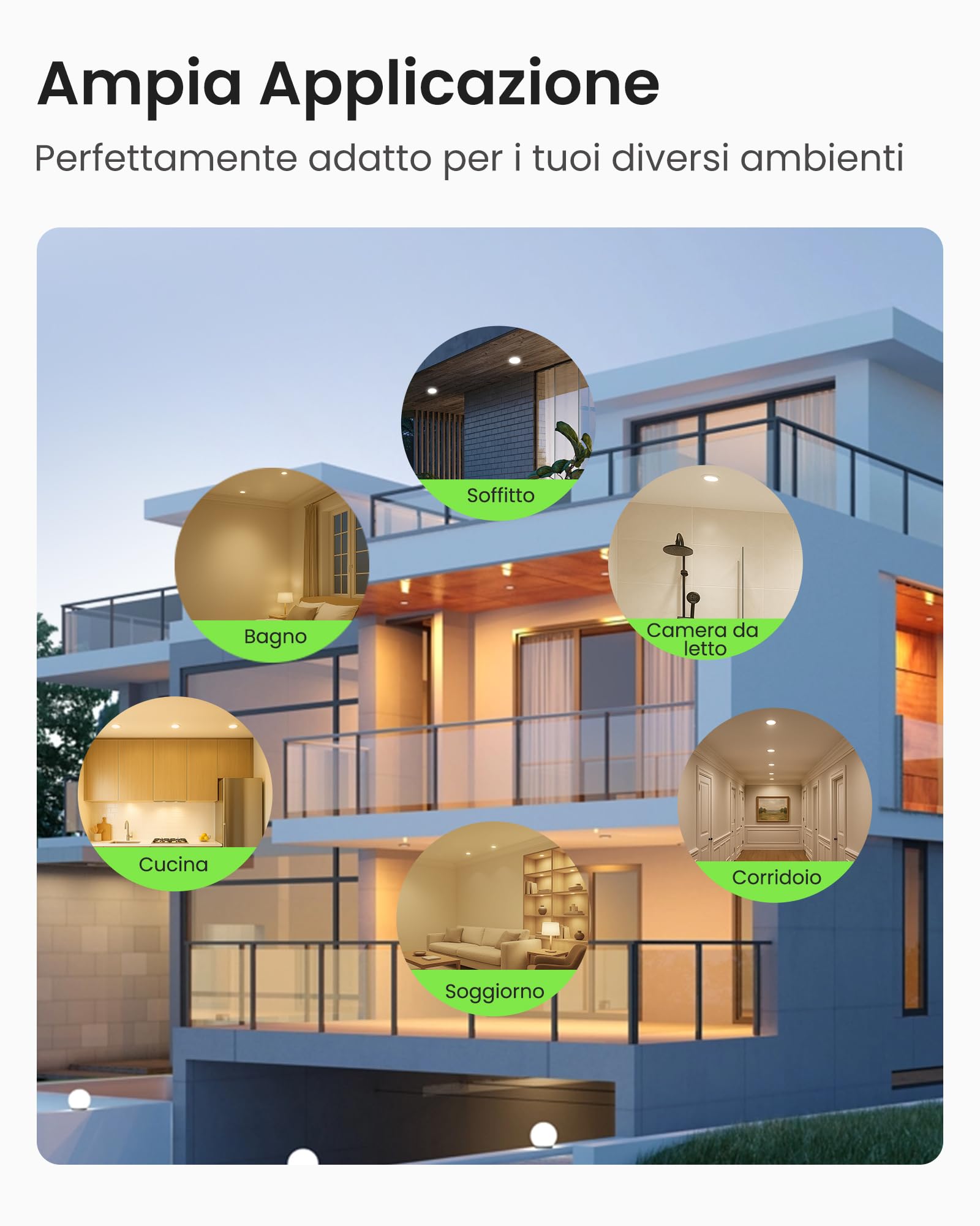 ALUSSO Faretti LED da Incasso per Cartongesso Dimmerabili, Ultrasottili 7W IP44 3000K 4000K 6500K Faretti LED Soffitto, AC 220-240V, Diametro Foro Ø67-75mm, Rotondo Bianco, Set di 6