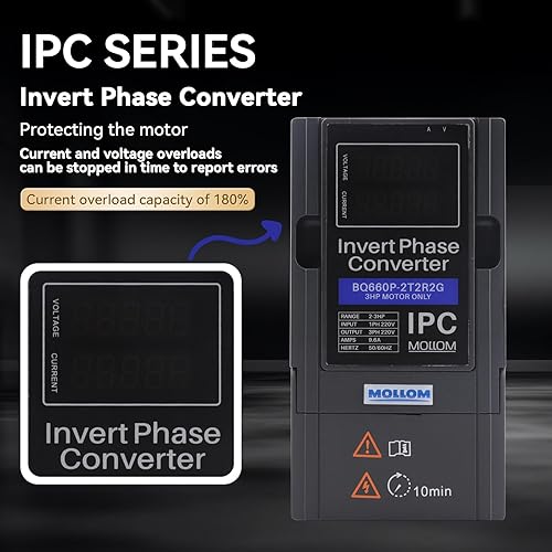 Miniatura 6 de Mollom Convertidor de fase inversa monofásico de 7.5KW 220V a 3 fases-10HP 32A entradasalida IPC para motor 3PH