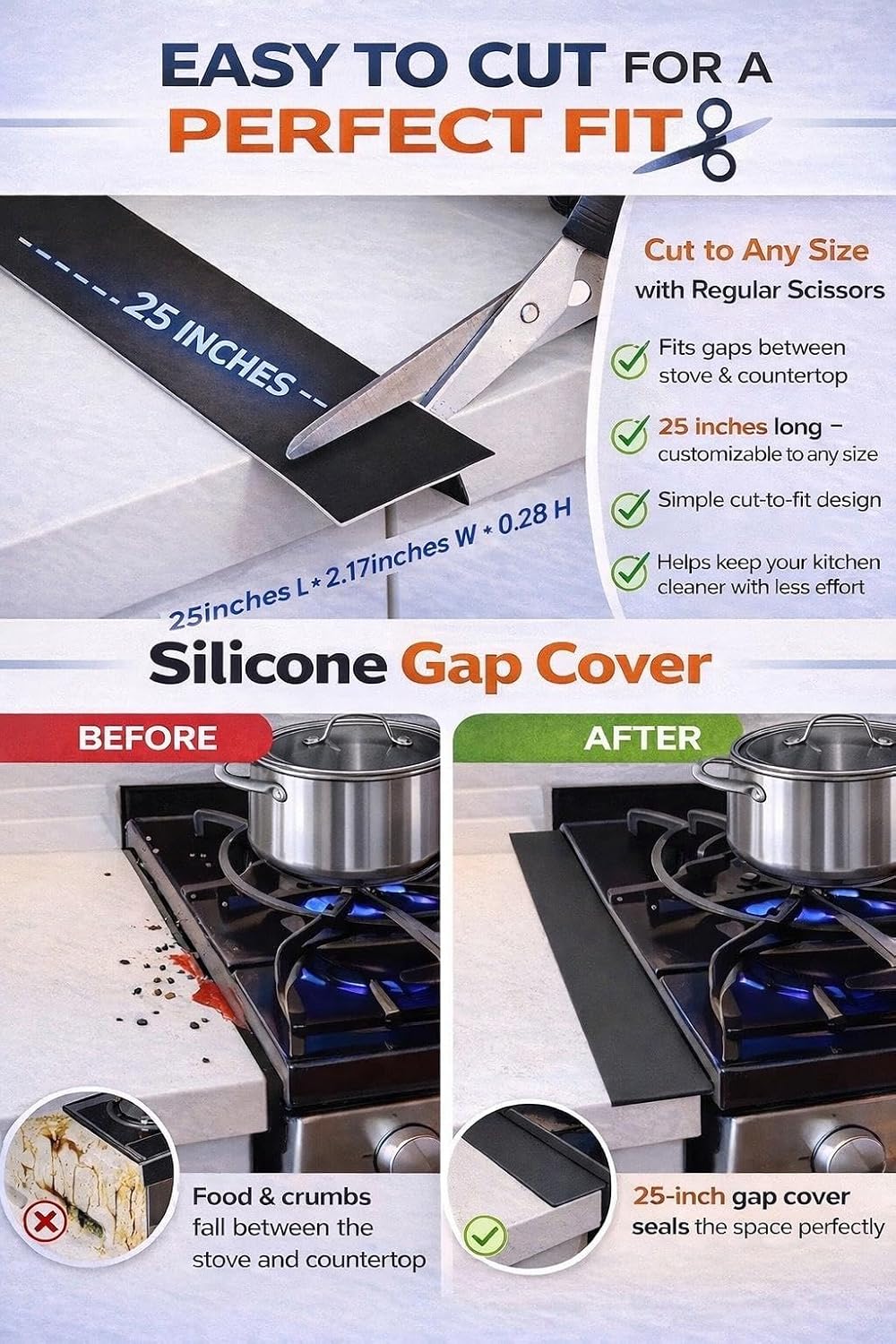 Premium 3Packs Stove Protector for Samsung NX60A6111, 6311, 6511, 6611, 6711, 6751 Gas Range Cooking [24.4in x 16.34in] Gap Cover Hob 5 Burners Liners Guard Easy Wipe Cooktop Mat Tapete Decals