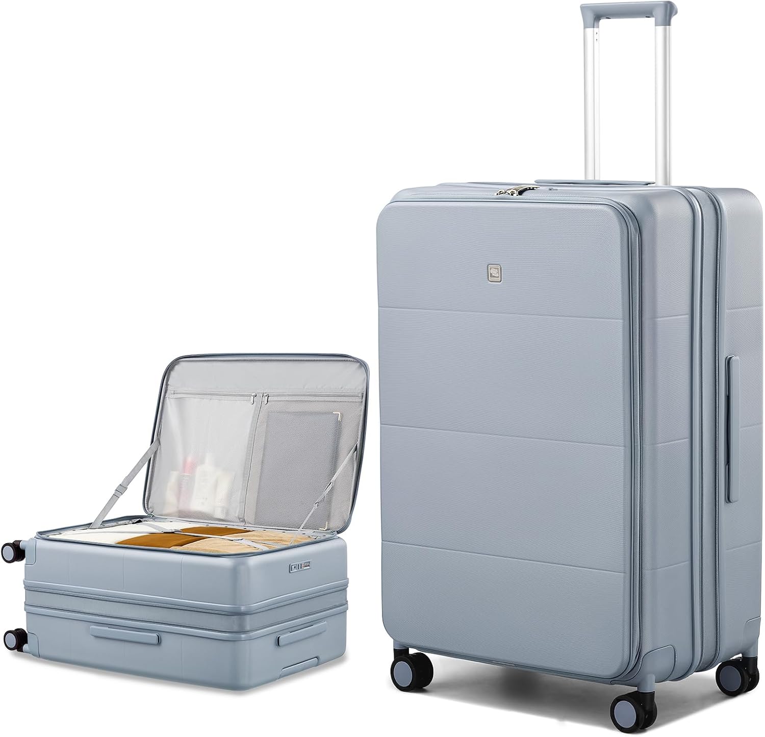 Hanke Hardside Expandable Large Checked Luggage, 28 Inch Top Opening Trunk Luggages with Spinner Wheels, All-PC Hard Shell Suitcase, Lightweight TSA Approved (Grey, 120L)