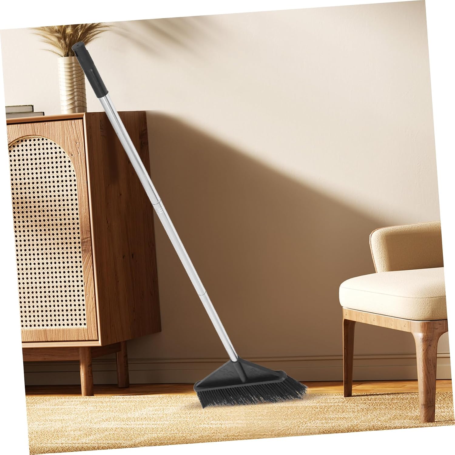 VICASKY Heavy Duty Long Handle Stiff Bristle Broom for Home and Cleaning Versatile Indoor and Outdoor Sweeper for Garden Concrete Floors Efficient Dust and Debris Removal