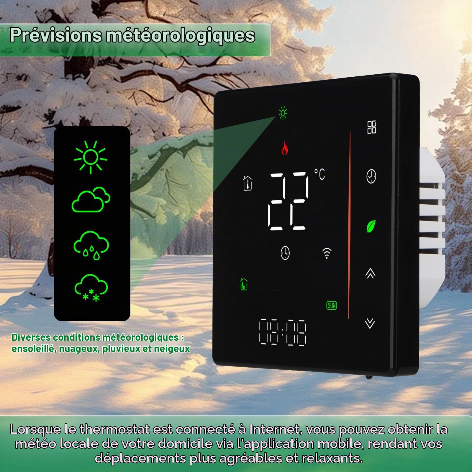 Wengart Thermostat WiFi eWelink - Spécial Plancher Chauffant Hydraulique (3A) - Compatible Boîtier Rond 60mm - Contrôle Actionneur NC/NO - Programmable, Compatible Alexa & Google Home - BHT006