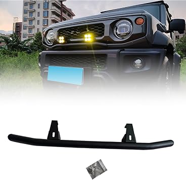 Front Grille Spotlight Bracket for Suzuki Jimny 2019-2024 JB64/JB74 | Steel, Front Bumper Grille Light Bar Mounting Bracket, Black