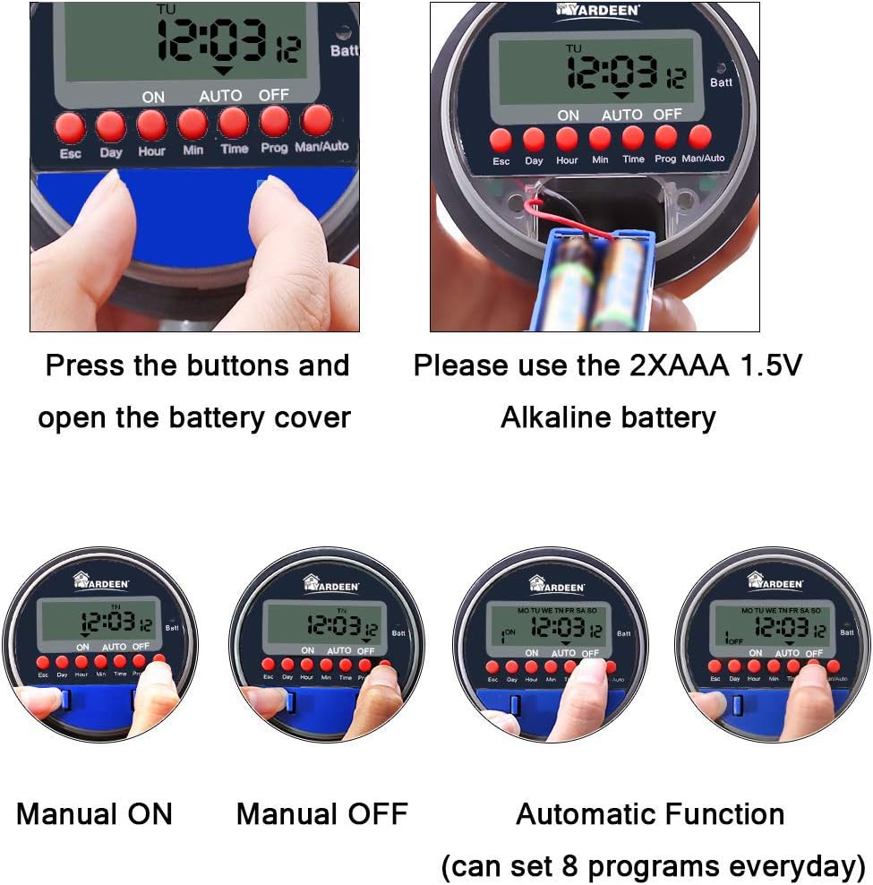 Yardeen Electronic Water Timer Garden Irrigation Controller Digital Intelligence Watering System LCD Waterproof, No Water Pressure Required : Patio, Lawn & Garden