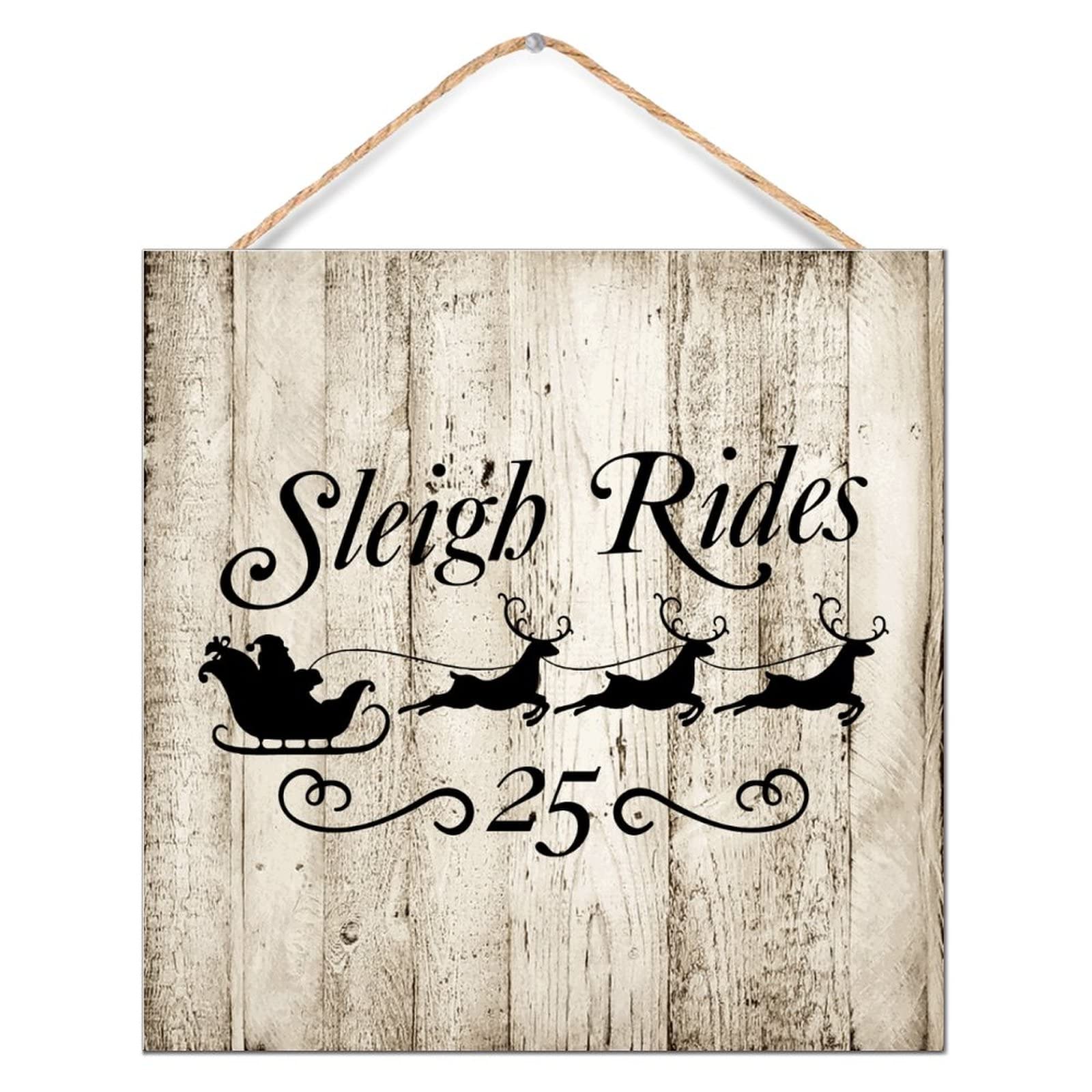 Plaque murale Sleigh Rides 25 en bois peint salon et chalet format 30,5 cm