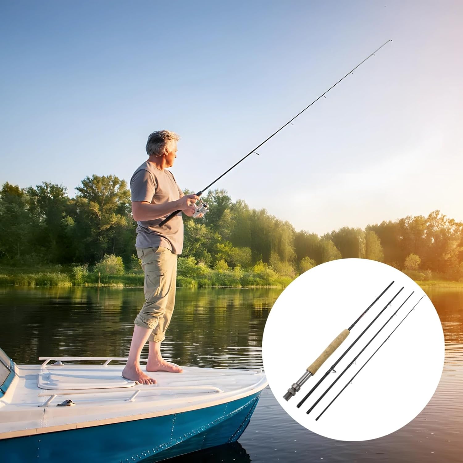 8Wt 9 Ft Fly Fishing Rod, Carbon Fiber, 4-Piece Fast Action for Smooth and Effortless Casting, Lightweight, Portable and Saltwater-Proof