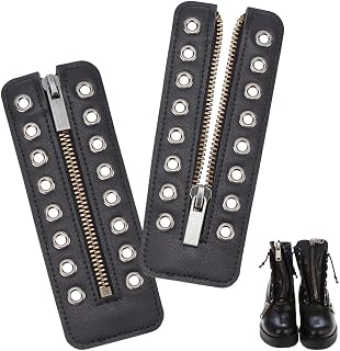 PandaHall Schnürstiefel Aus Leder Mit Reißverschlusseinsätzen 8 Metallösen Reißverschluss Stiefel Schnürsenkel Schwarz Schnürsenkel Ohne Krawatte Für Erwachsene Männer Frauen Krawattenlose DIY