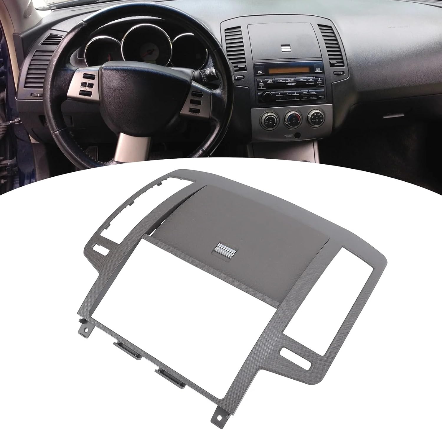 Car Center Dash Radio Bezel Decorative Wearproof Autio Accessories Replacement for Altima 2005-2006 Third Generation Facelift