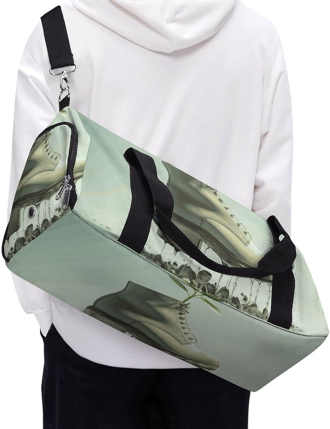 Gym Bag for Men Travel Duffle Bag Shoes And Green Buds Tote Bag Weekender Duffel Bag Weekender Bag for Sports