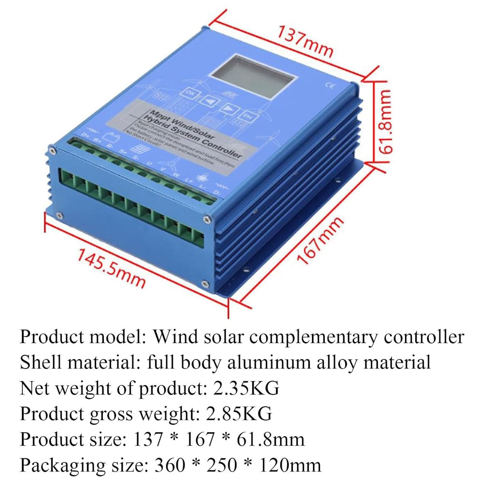 Off Grid Wind Solar Hybrydowy system ładowania 12 V/24 V/48 V kontroler MPPT wbudowany regulator rozładunek maks. 8000 W do turbin wiatrowych paneli słonecznych