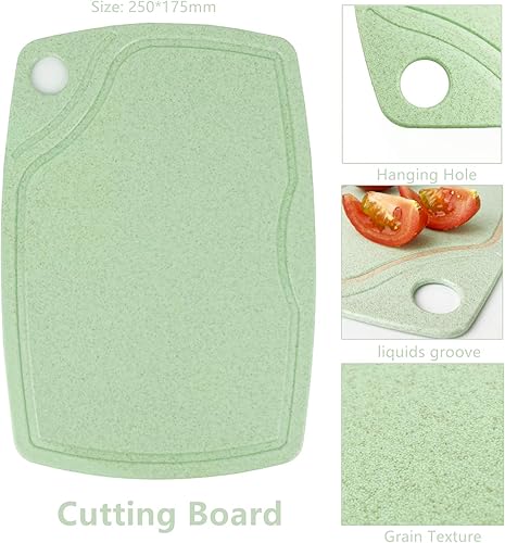 Miniatura 4 de CARTINTS Juego de tabla de cortar de plástico 5 en 1 para cocina con abridor de botellas, pelador, cuchillo de cocina, bandeja de servir, tabla de