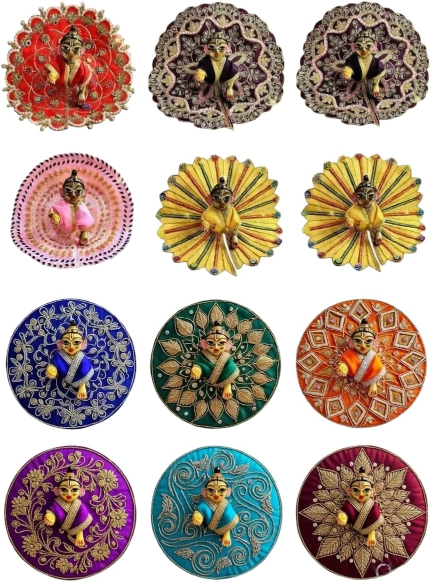 Laddu Gopal Poshak Set of 6 Traditional Dresses for Kanha Ji, Size 6, Multicolor, Cotton and Silk Blend, Hindu Religious Theme Size 0 1 2 3 4 5 6