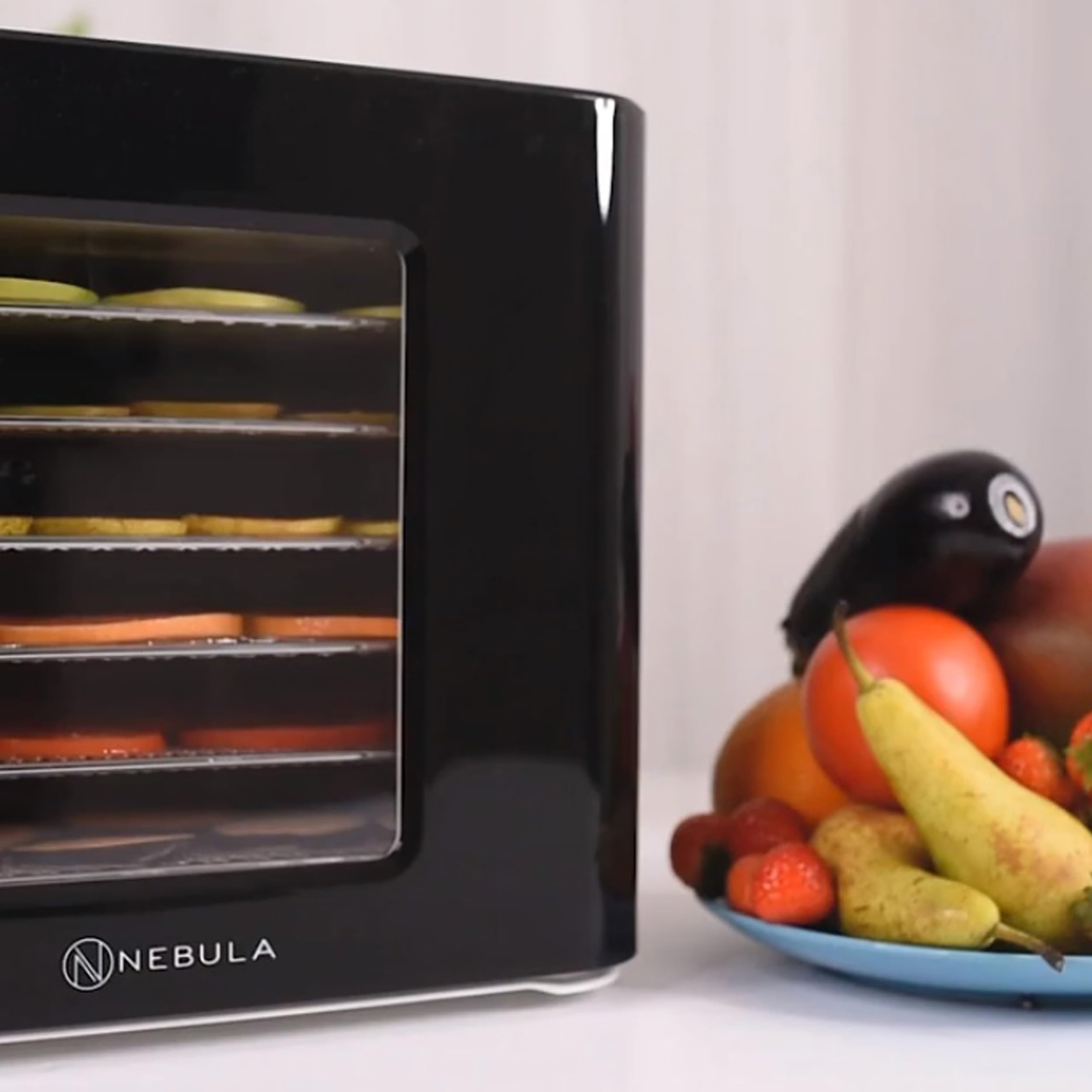 Nebula Lebensmitteltrockner 400W Mit 6 Edelstahl-Ebenen | Schwarz | Digitaler Lebensmitteltrockner Für Obst, Gemüse, Fleisch Und Kräuter – Led-Timer Und Einstellbare Temperatur
