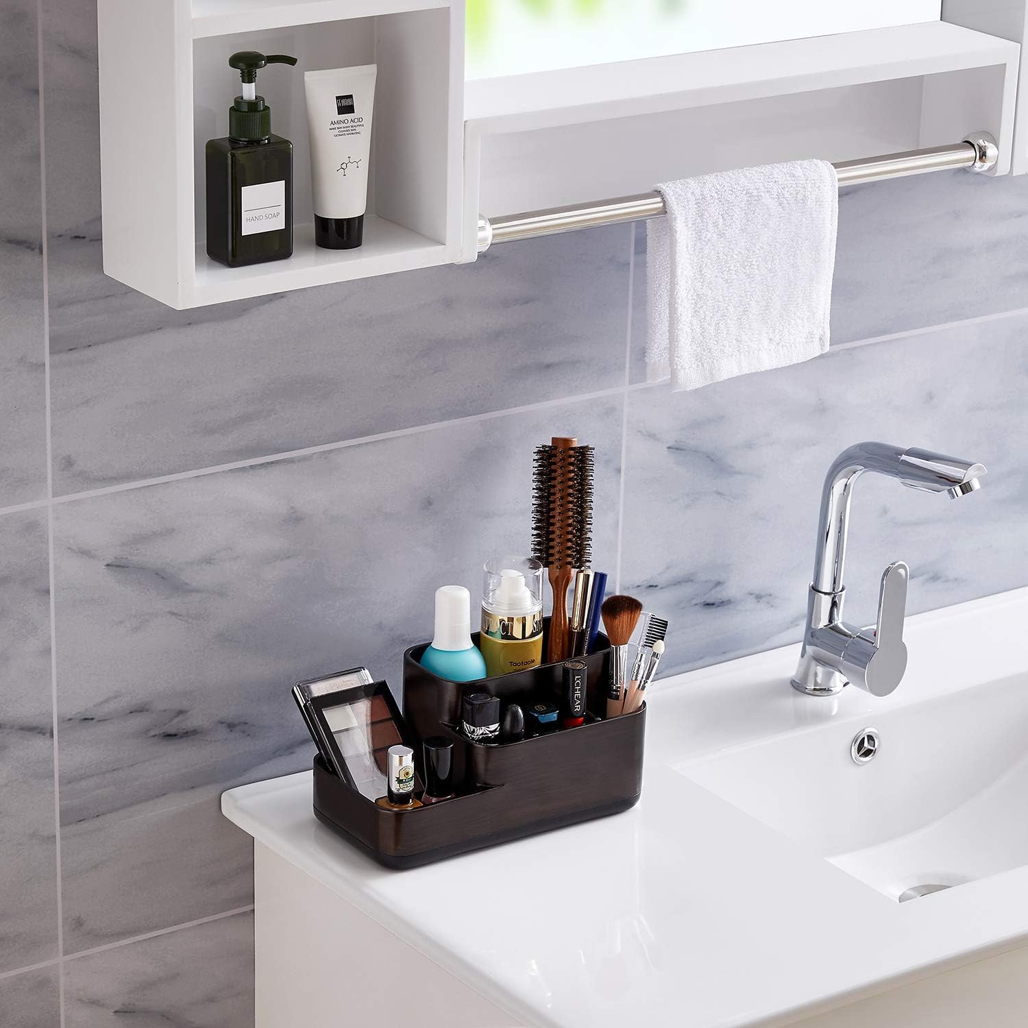 zccz Bathroom Organizer Toothbrush Holders - Electric Toothbrush and Toothpaste Holder for Bathrooms - Tooth Brushing Holder Bathroom Sink Organizers Countertop Storage, Oil Rubbed Bronze