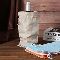 Vista 7 de 10 bolsas de arpillera para vino con cordón marrón, bolsas de yute para botellas de vino, para bodas, cumpleaños, Navidad, almacenamiento
