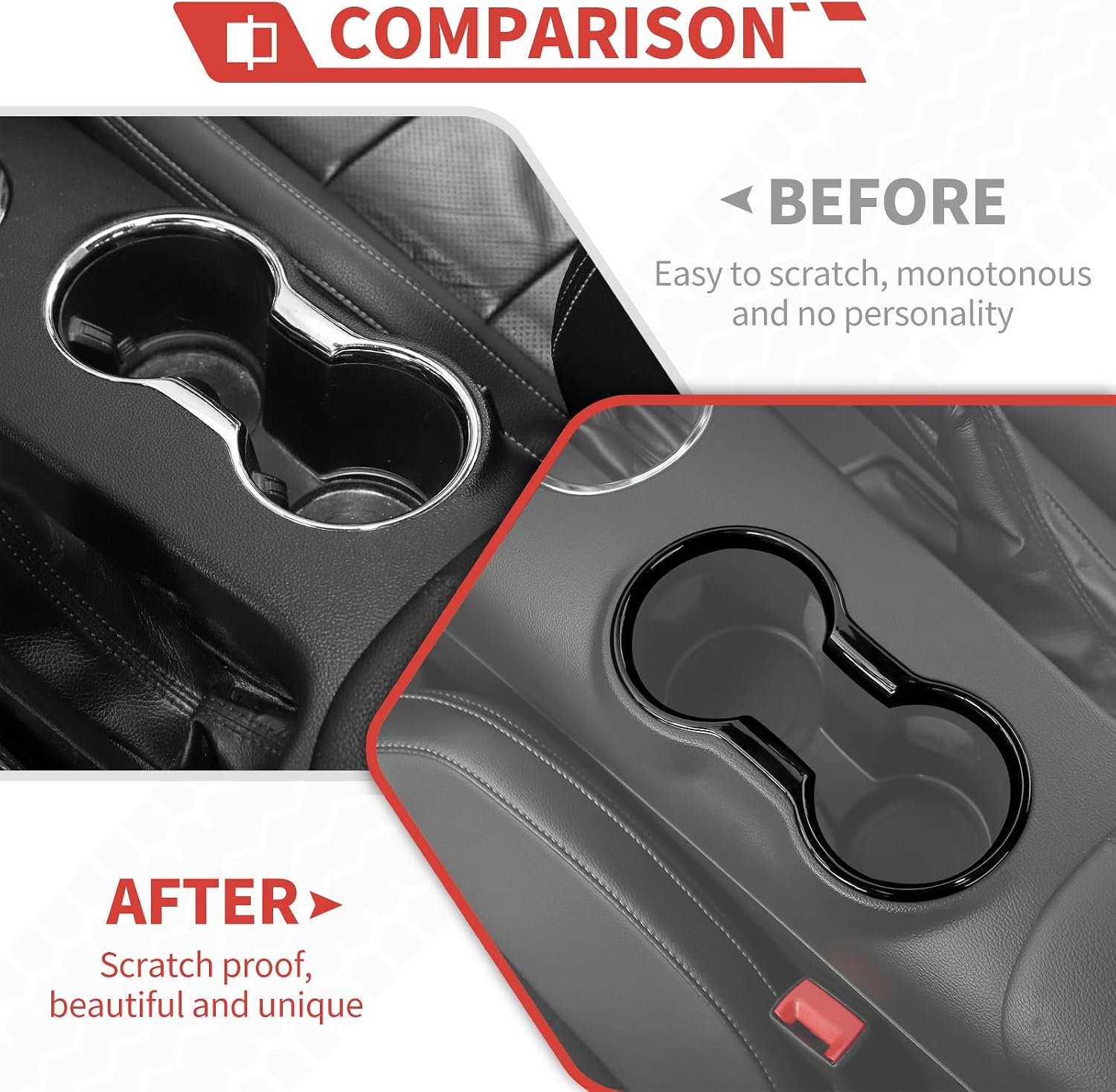 Black Cup Holder Cover Frame fit for Ford Mustang 2015-2023 Front Cup Holder Insert Cover Interior Accessories